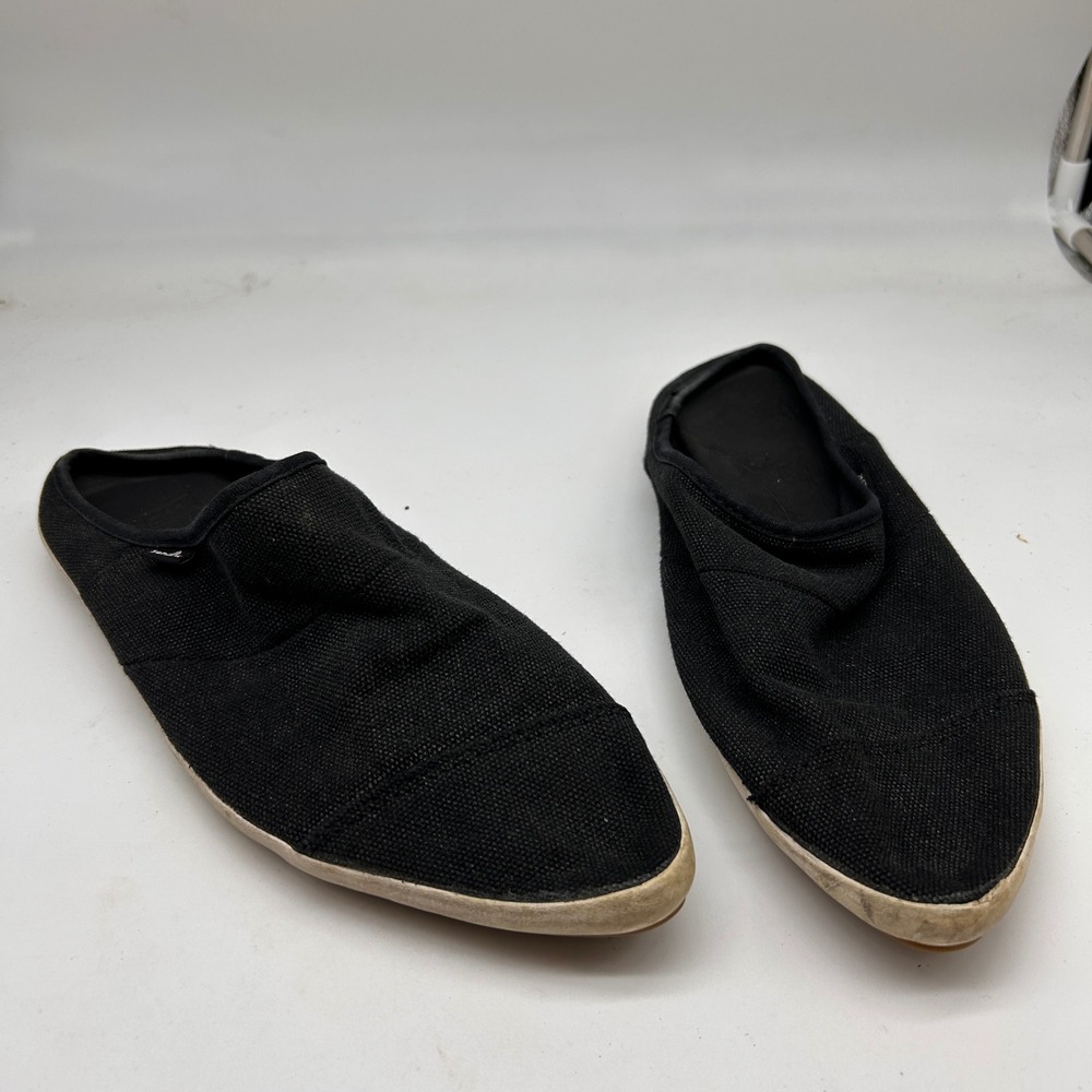 Sanuk Black Canvas Slip On Mule Sneakers Pointed Toe Shoes Women's Size 10